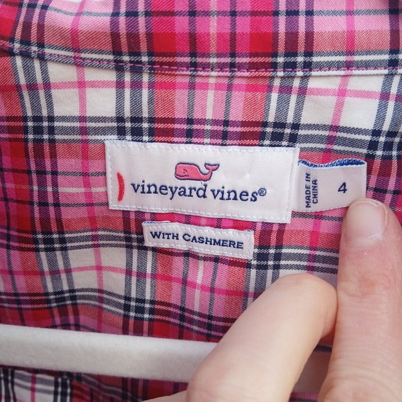 Vineyard Vines Pink Plaid cashmere blend Women's Shirt Like New - Picture 3 of 8